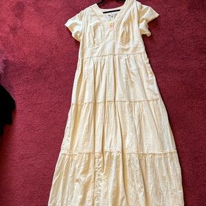 Loft Plus Cream Maxi Dress 16/18 NWT